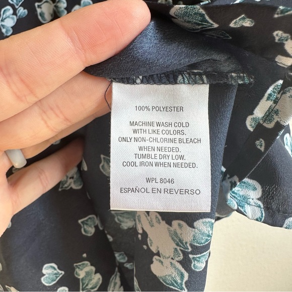 Maison Jules Blue Button Front Long Sleeve Dress Size Small - Picture 7 of 8